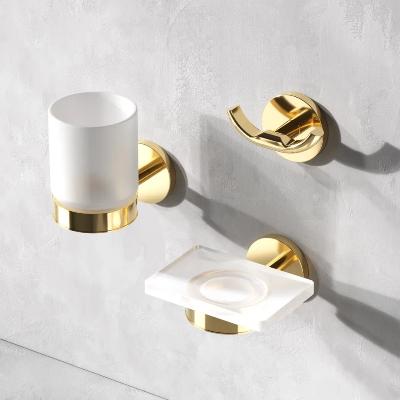 Набор аксессуаров AM.PM X-Joy золото (стакан, крючок, мыльница)