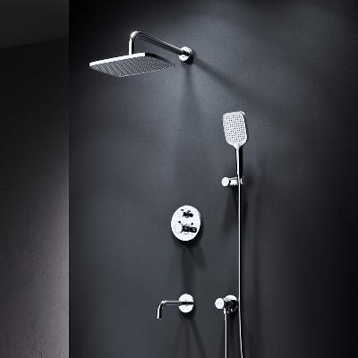 Встраиваемая душевая система AM.PM X-Joy FT85A3RH40 хром: тропический верхний душ, излив с душевой лейкой, термостат