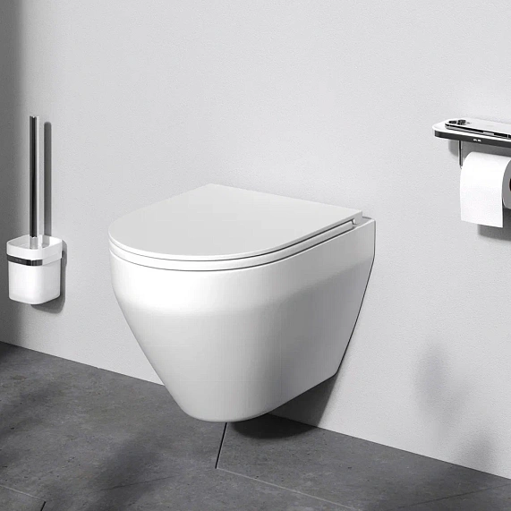 Унитаз подвесной безободковый с инсталляцией AM.PM Spirit 2.0 IS49001.701700 сиденьем микролифт, белой пневм. клавишей-2