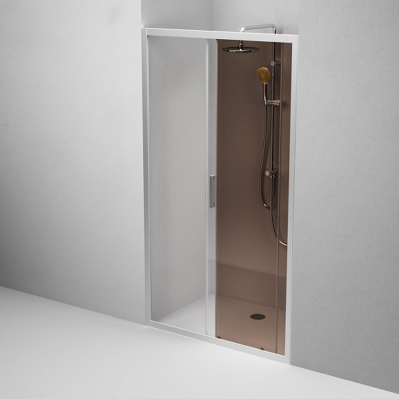 Душевая перегородка с дверью 110x195 AM.PM Gem W90G-110-1-195MBr бронзовое стекло, профиль серебристый-4