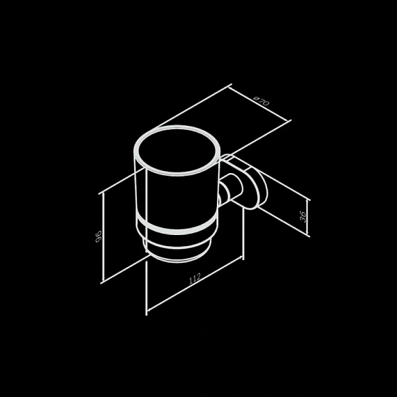 Стакан для зубных щеток настенный AM.PM Sense L A7434300 стеклянный, хром-7