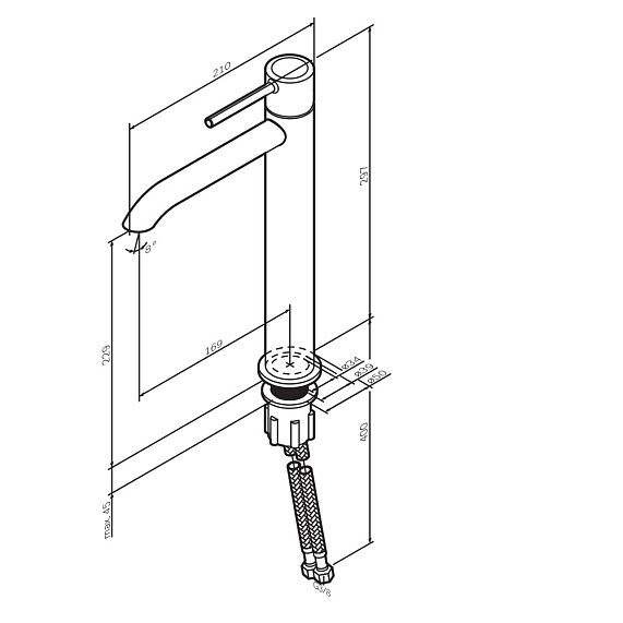 Смеситель для раковины (умывальника) AM.PM Libre F6092022 высокий черный-13