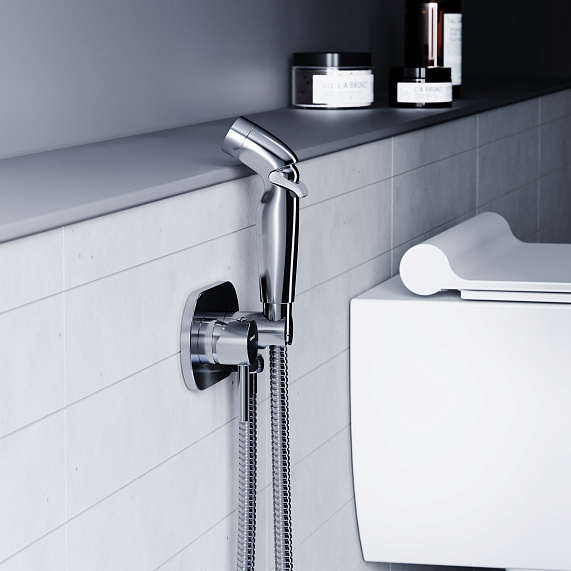 Гигиенический душ со смесителем Damixa Option 212000000 хром встраиваемый, шланг 1500, держатель-2