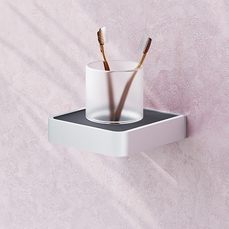 Стакан для зубных щеток настенный Damixa Jupiter DA7734300 стеклянный, хром матовый, черный