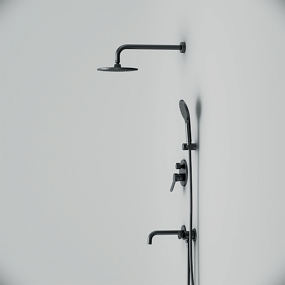 Встраиваемая душевая система AM.PM X-Joy FB85A3RH32 черный: тропический верхний душ, излив с душевой лейкой-6