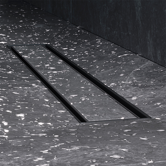 Душевой трап (лоток) 50 AM.PM MasterFlow W01SC-U11-050-04BM комбинированный затвор с черной матовой решеткой под плитку-12