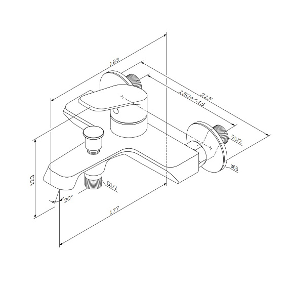 Смеситель для ванны и душа AM.PM Func F8F10022 хром-11