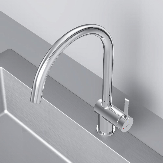 Смеситель для кухни AM.PM Func F8F07000 высокий с С-изливом, хром-8