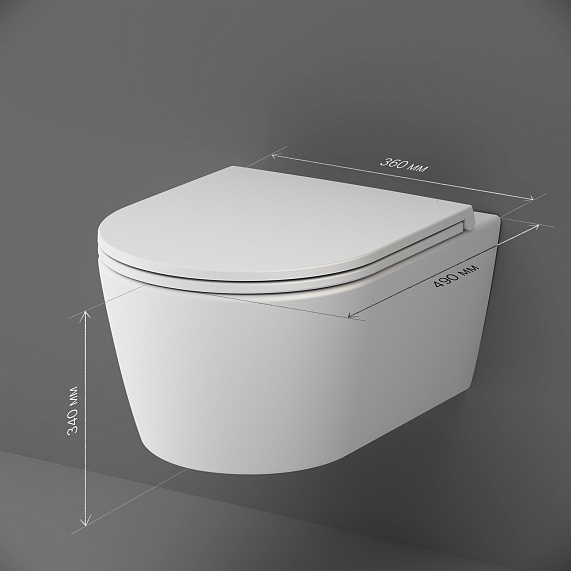 Унитаз подвесной AM.PM Func C8F1700MWSC (глубина 49 см) безободковый с сиденьем микролифт, белый матовый-9