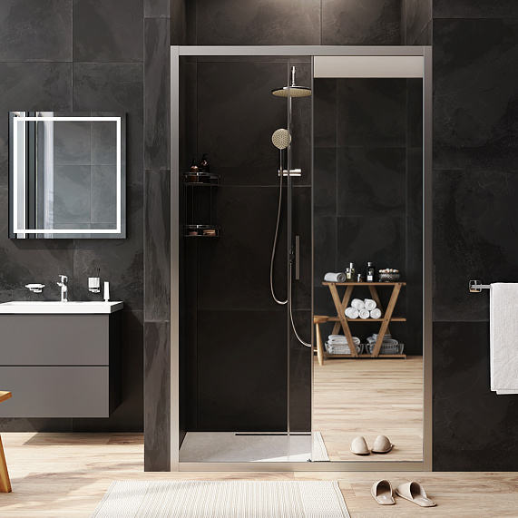 Душевая перегородка с дверью 120x195 AM.PM Gem W90G-120-1-195MMir зеркальное стекло, профиль серебристый-2