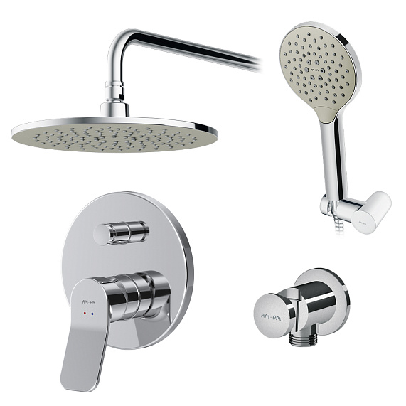 Встраиваемая душевая система AM.PM X-Joy FB85A1RH10 хром: тропический верхний душ, ручной душ-2