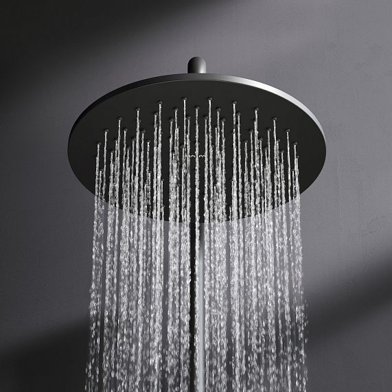 Душевая система AM.PM Sunny F0785C922 стойка с тропическим душем, смесителем, изливом, черная матовая-4