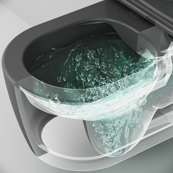 Унитаз подвесной AM.PM Func C8F1700MBSC (глубина 49 см) безободковый с сиденьем микролифт, черный матовый-6
