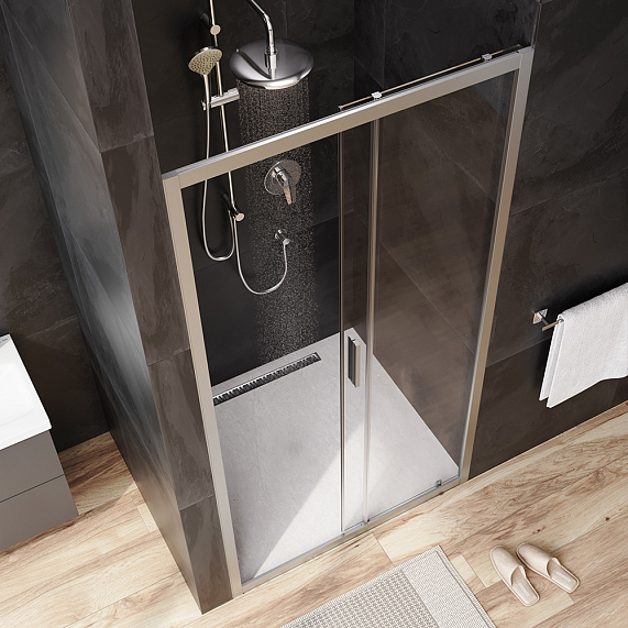 Душевая перегородка с дверью 100x195 AM.PM Gem W90G-100-1-195MT прозрачное стекло, профиль серебристый-2