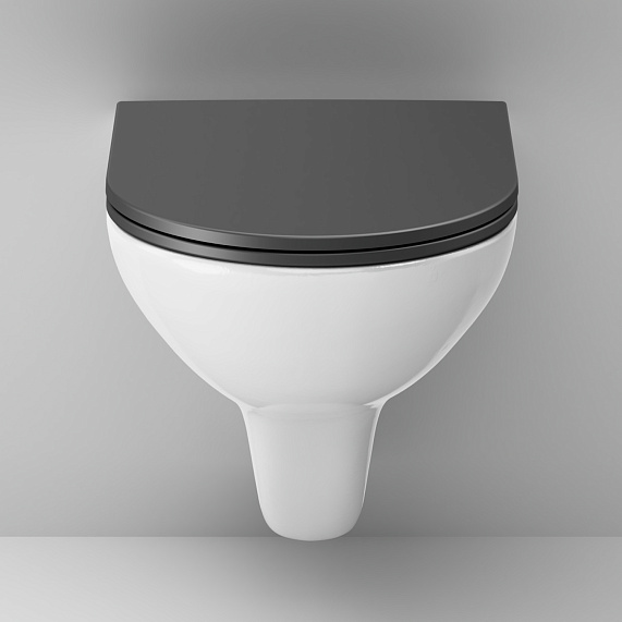 Унитаз подвесной AM.PM Gem C901700SCmb безободковый, белый, с черным сиденьем-5
