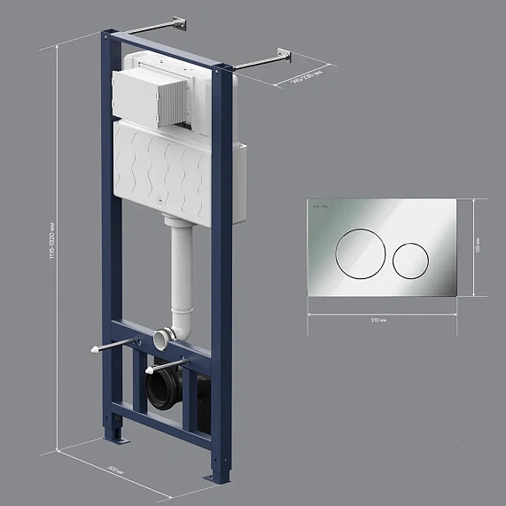 Инсталляция для подвесного унитаза AM.PM Pro I012704.9051 с пневм. клавишей хром-8