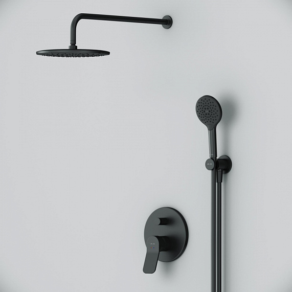 Встраиваемая душевая система AM.PM X-Joy FB85A1RH22 черная: тропический верхний душ, ручной душ-2