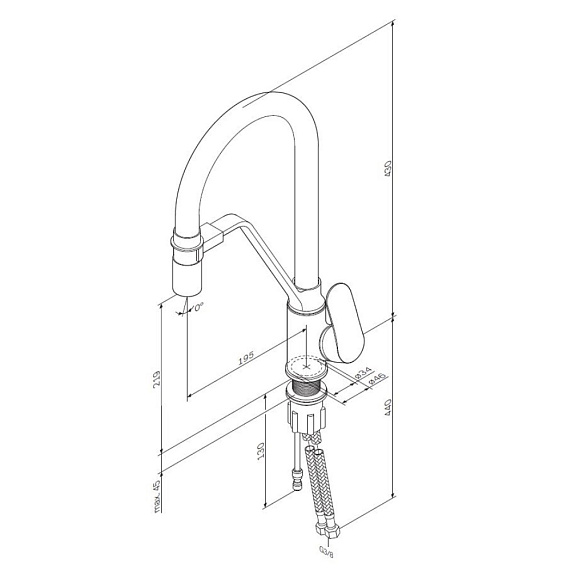 Смеситель для кухни AM.PM Like F8007825 высокий, черный, с серым гибким изливом и каналом питьевой воды-10