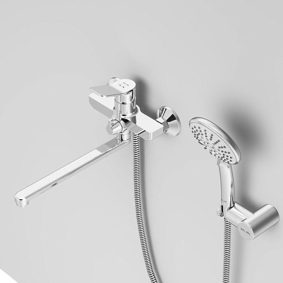 Смеситель для ванны и душа AM.PM X-Joy F85A95000 длинный излив, душевая лейка, шланг 1750, хром-2