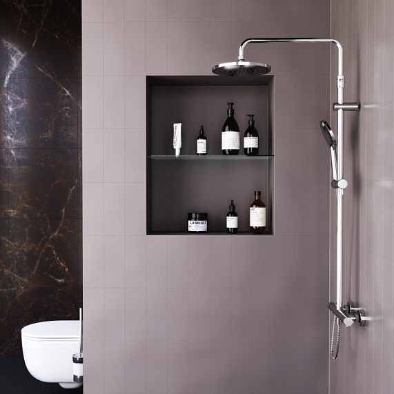 Душевая система Damixa Option DX218091000 стойка с тропическим душем, термостатом, смесителем, хром-5