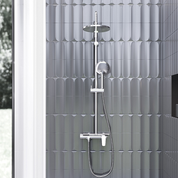 Душевая система Damixa Jupiter 977780000 стойка с тропическим душем, смесителем, хром-1