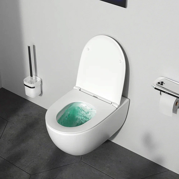 Унитаз подвесной безободковый с инсталляцией AM.PM Awe IS47001.111700 сиденьем микролифт, белой пневм. клавишей-3