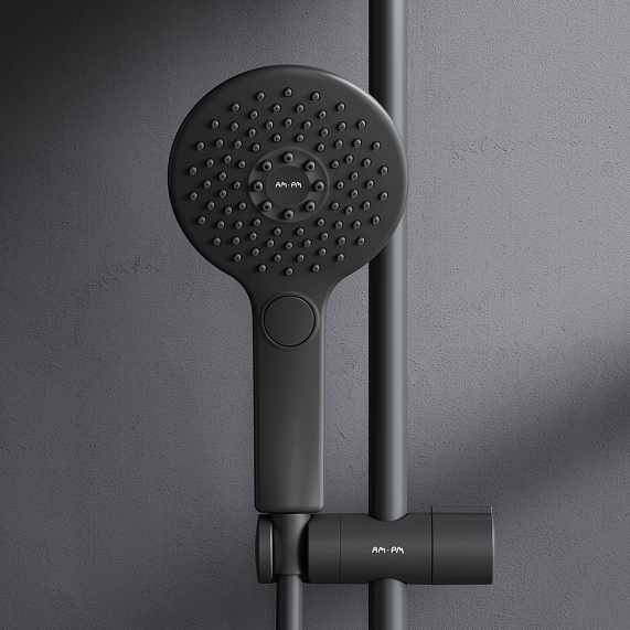 Душевая система AM.PM Inspire 2.0 F0750A522 стойка с тропическим душем, термостатом, смесителем, изливом, черная матовая-5