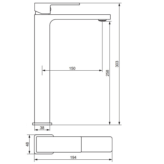 Смеситель для раковины (умывальника) Damixa Gala 530250600 высокий, золото-3
