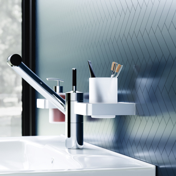 Стакан для зубных щеток настенный Damixa Jupiter DA7734300 стеклянный, хром матовый, черный-4