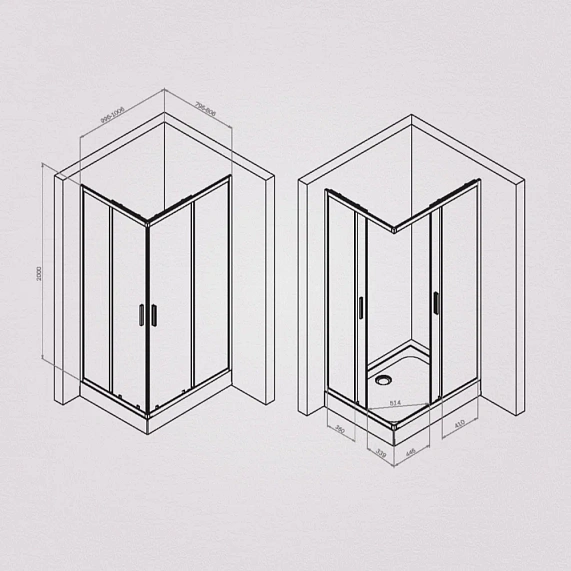 Душевое ограждение без поддона 100x80 AM.PM Gem S W93G-404-100280-BT профиль черный матовый-6