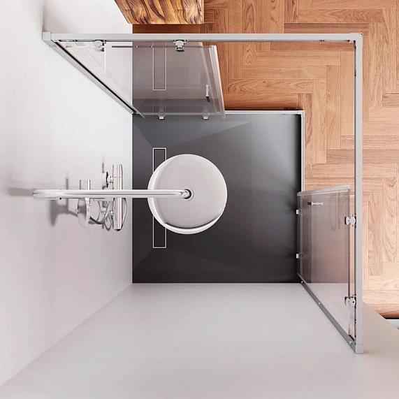 Душевое ограждение без поддона 100x100 AM.PM Gem W90G-403-100100-MT профиль серебристый-2