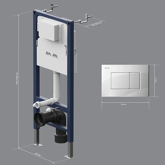 Инсталляция для подвесного унитаза AM.PM PrimeFit I012709.0201 с механ. клавишей S белый глянец-9