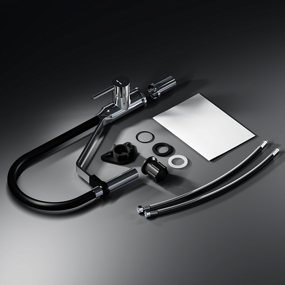 Смеситель для кухни AM.PM Like F8013000 высокий, хром, с черным гибким изливом-7