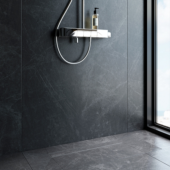 Душевой трап (лоток) 60 AM.PM PrimeFlow W02SC-U11-060-04SB комбинированный затвор со стальной матовой решеткой под плитку-4