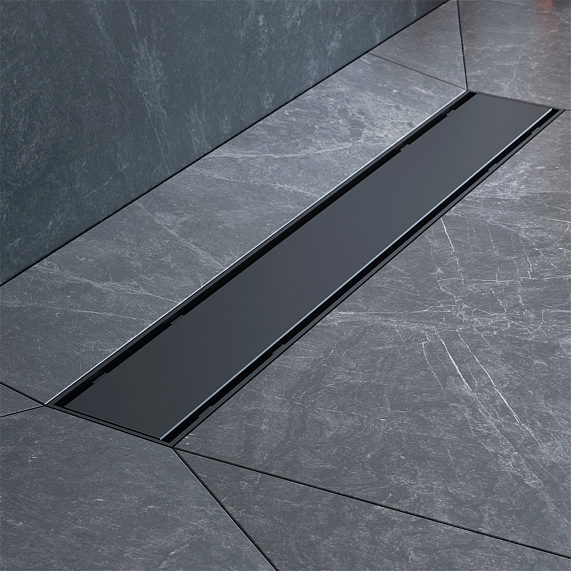 Душевой трап (лоток) 50 AM.PM PrimeFlow W02SC-U11-050-04BM комбинированный затвор с черной матовой решеткой под плитку-9