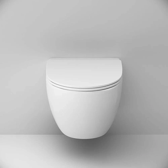 Унитаз подвесной безободковый с инсталляцией AM.PM Awe IS47001.111700 сиденьем микролифт, белой пневм. клавишей-4