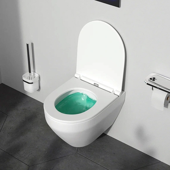 Унитаз подвесной безободковый с инсталляцией AM.PM Spirit 2.0 IS49001.701700 сиденьем микролифт, белой пневм. клавишей-3