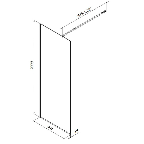 Душевая перегородка 80x200 AM.PM Func W84WI-80-F1-BTE прозрачное стекло, профиль черный матовый-4