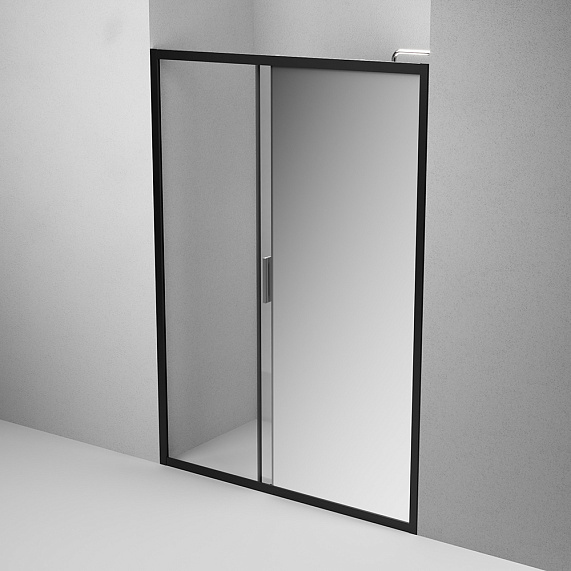 Душевая перегородка с дверью 140x195 AM.PM Gem W90G-140-1-195BMir зеркальное стекло, профиль черный матовый-4