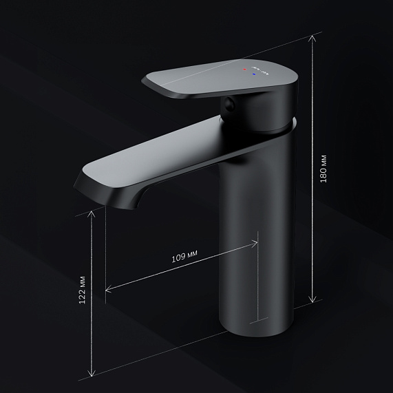 Смеситель для раковины (умывальника) AM.PM Func F8F02122 черный-7