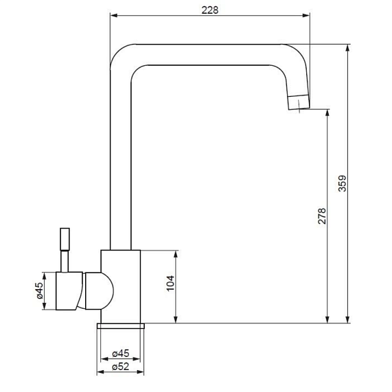 Cмеситель для кухни Damixa Merkur 710720000 высокий с каналом питьевой воды, сатин-5