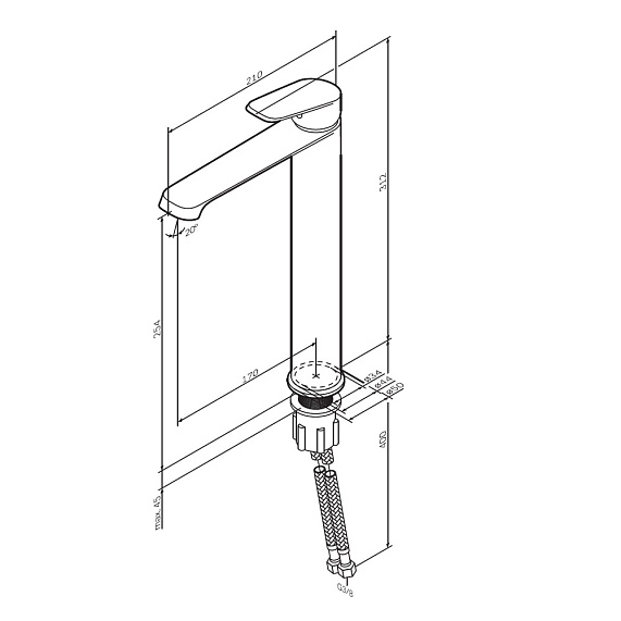 Смеситель для раковины (умывальника) AM.PM Func F8F92022 высокий, черный-9