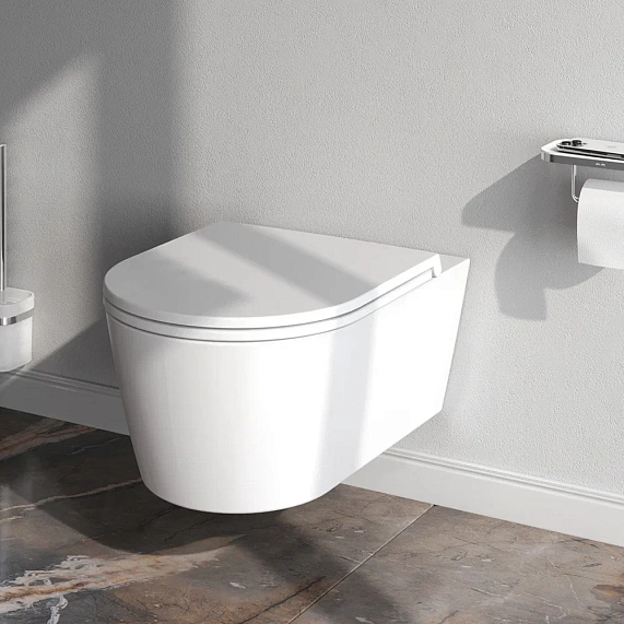 Унитаз подвесной безободковый с инсталляцией AM.PM Sense IS90151.741701 сиденьем микролифт, хром механ. клавишей-2