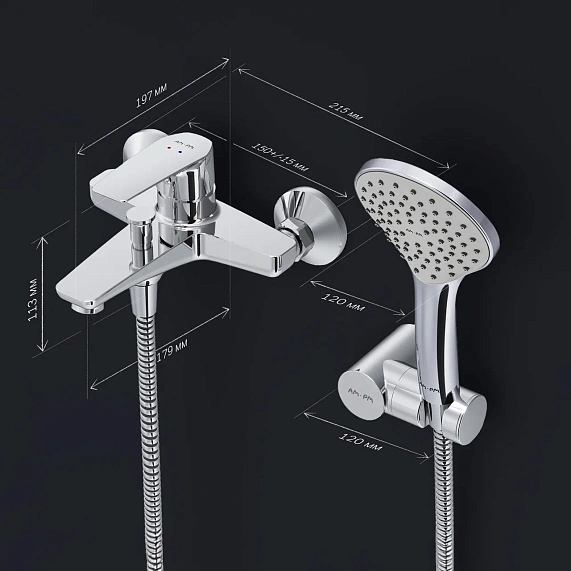 Смеситель для ванны и душа AM.PM Gem F90A15000 душевая лейка, шланг 1750, хром-7