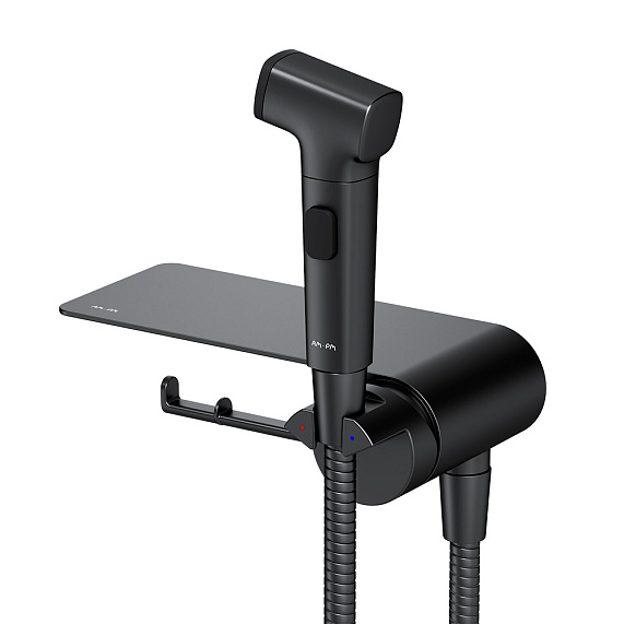Гигиенический душ со смесителем AM.PM Func F0H8F922 черный встраиваемый, полка, шланг 1200, держатель туалетной бумаги-6