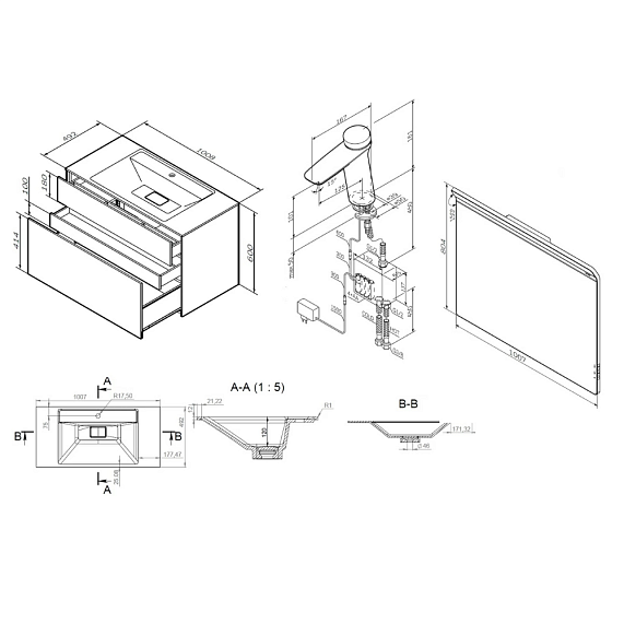 Секция мебели для ванной AM.PM Inspire 2.0 BK50GD-10