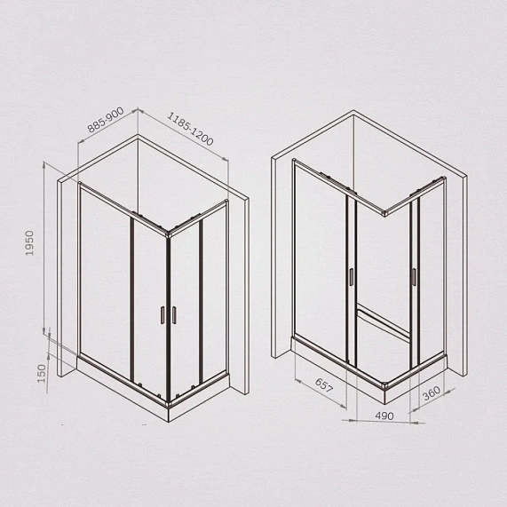 Душевое ограждение без поддона 90x120 AM.PM Gem W90G-403-120290-BT профиль черный матовый-6