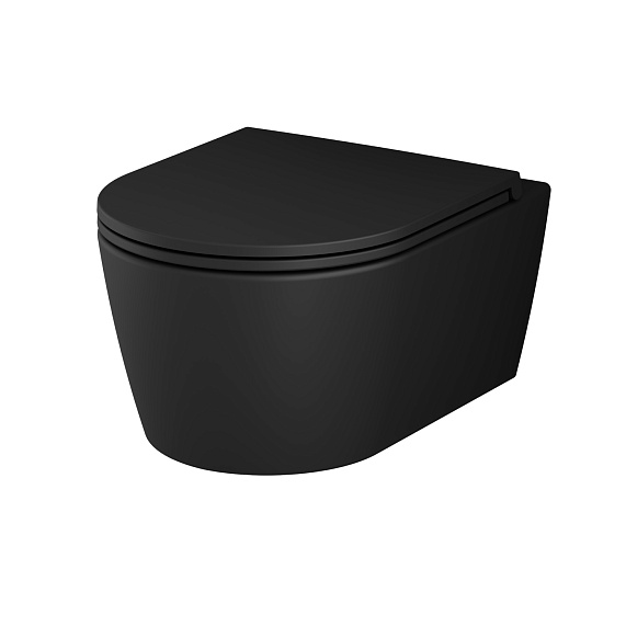 Унитаз подвесной AM.PM Func C8F1700MBSC (глубина 49 см) безободковый с сиденьем микролифт, черный матовый-10