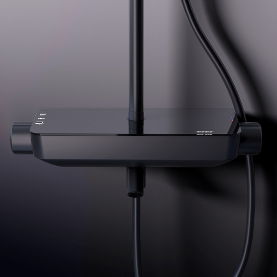 Душевая система Damixa Scandinavian Pure 936730300 стойка с тропическим душем, смесителем, изливом, черная-3