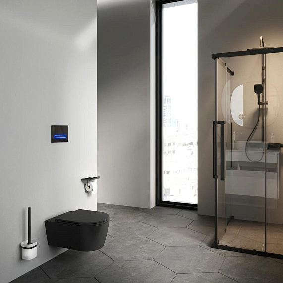 Унитаз подвесной AM.PM Func C8F1701MBSC (глубина 54 см) безободковый с сиденьем микролифт, чёрный матовый-2